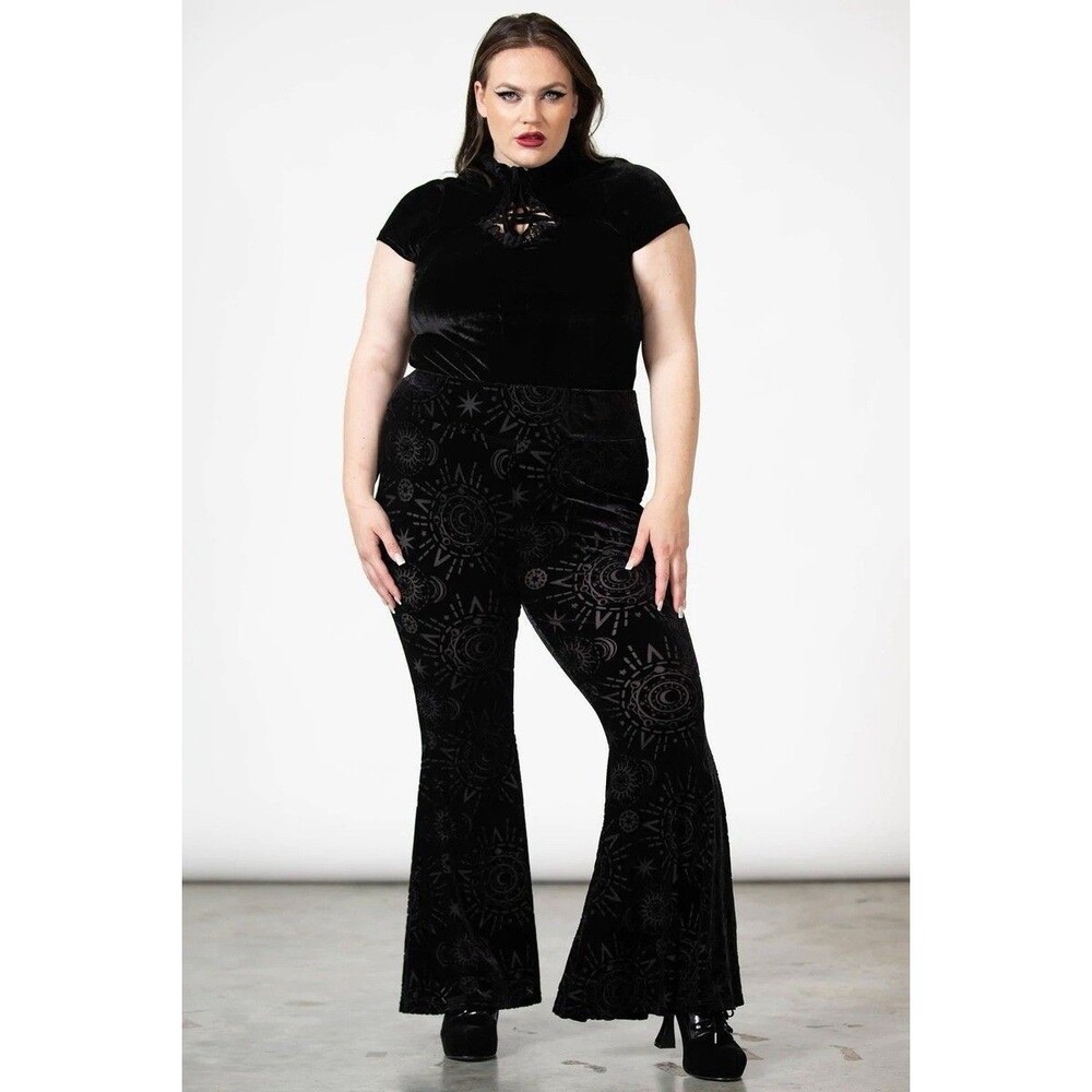 Killstar Evil Eye Burnout Bell Bottom Celestial Pants WhimsiGoth Flare 3XL NWT